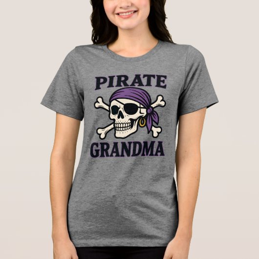 Pirate Oma - Schedel - Tri-Blend Shirt (Voorkant)