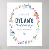 Pirate onder het Zee Verjaardagsfeestje Welkomstbo Poster (Voorkant)