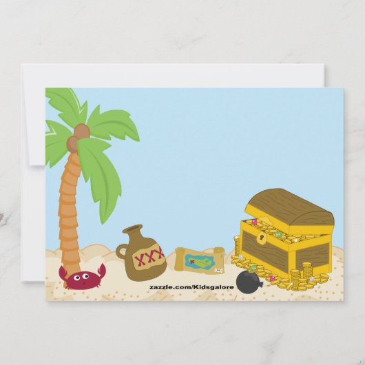 Pirate op een eiland - uitnodiging ter gelegenheid (Achterkant)