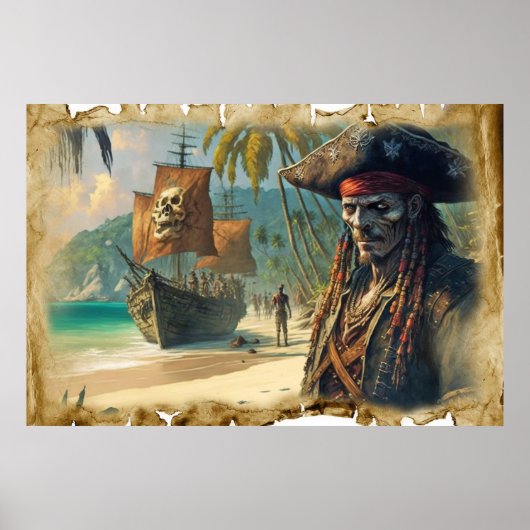 Pirate op schateiland poster (Voorkant)