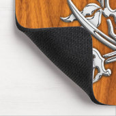 Pirate op Teak Wood Style Muismat (Hoek)