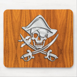 Pirate op Teak Wood Style Muismat