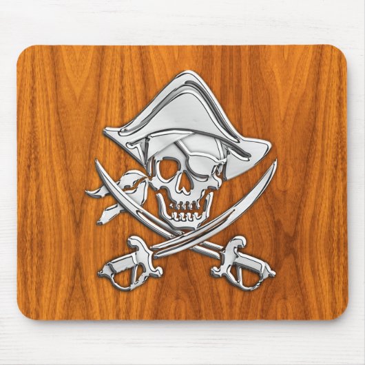 Pirate op Teak Wood Style Muismat (Voorkant)