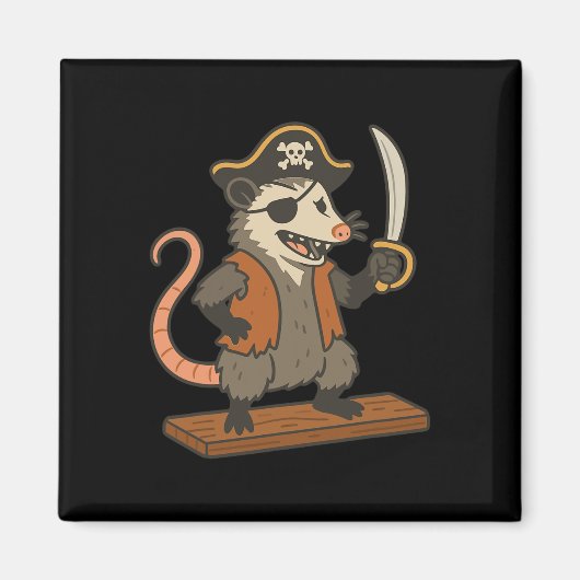 Pirate Opossum Grappig Halloween Kostuum Possum Li Magneet (Voorkant)