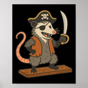 Pirate Opossum Grappig Halloween Kostuum Possum Li Poster