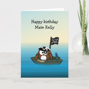 pirate owl - verjaardagsfeest kaart