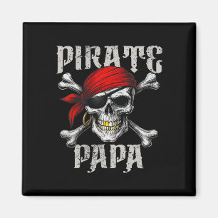 Pirate Papa Jolly Roger Vlag en schedelkruisbeende Magneet