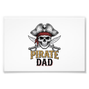 Pirate Papa Schedel Zwaard Vintage Gravure Shirt_1 Foto Afdruk