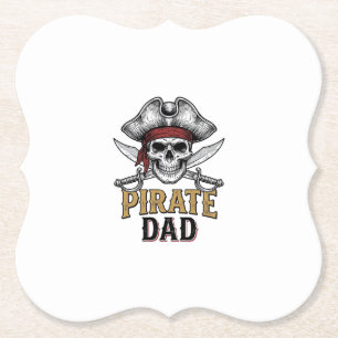 Pirate Papa Schedel Zwaard Vintage Gravure Shirt_1 Kartonnen Onderzetters