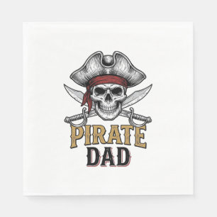Pirate Papa Schedel Zwaard Vintage Gravure Shirt_1 Servet