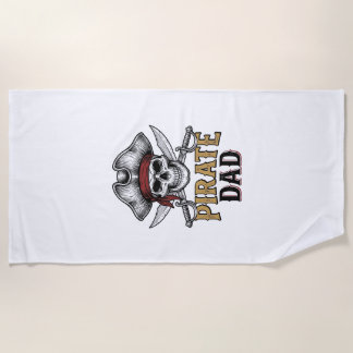 Pirate Papa Schedel Zwaard Vintage Gravure Shirt_1 Strandlaken