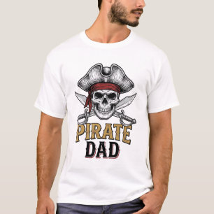 Pirate Papa Schedel Zwaard Vintage Gravure Shirt_1 T-shirt