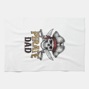 Pirate Papa Schedel Zwaard Vintage Gravure Shirt_1 Theedoek