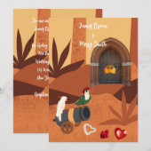 Pirate Papegaaien Treasure van het Hart Bruiloft Kaart (Voorkant / Achterkant)