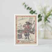 Pirate + Parrot  Boek Illustratie Briefkaart (Staand voorkant)
