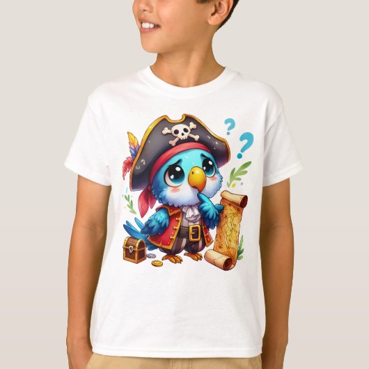 Pirate Parrot Cute Adventure Art T-shirt (Voorkant)