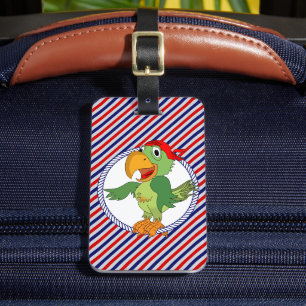 Pirate Parrot Nautical Gepersonaliseerd Bagagelabel