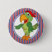 Pirate Parrot Nautical Stripes Ronde Button 5,7 Cm (Voorkant)