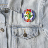 Pirate Parrot Nautical Stripes Ronde Button 5,7 Cm (In situ)