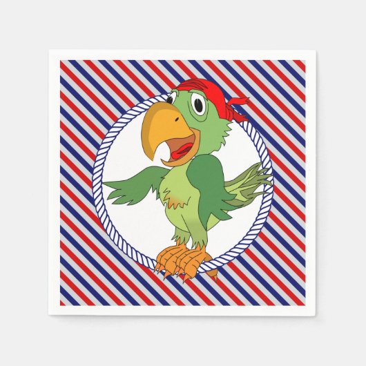 Pirate Parrot Nautical Stripes Servet (Voorkant)