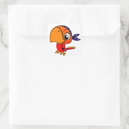Pirate Parrot Vierkante Sticker (Tas)