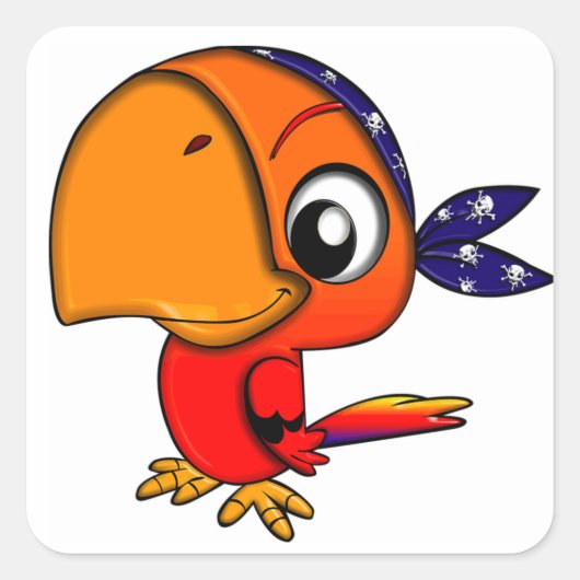 Pirate Parrot Vierkante Sticker (Voorkant)
