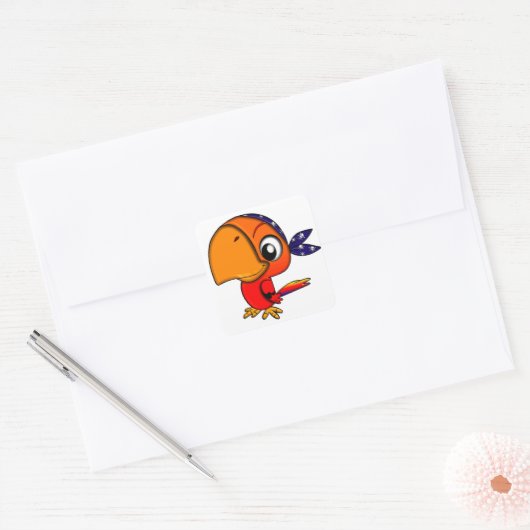 Pirate Parrot Vierkante Sticker (Envelop)