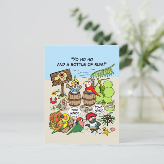 Pirate parrots briefkaart (Staand voorkant)