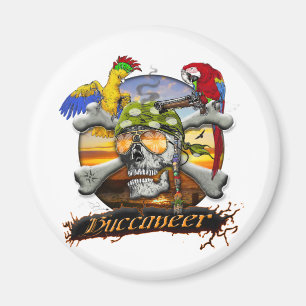 Pirate Parrots Skull en Cross Botten Magneet