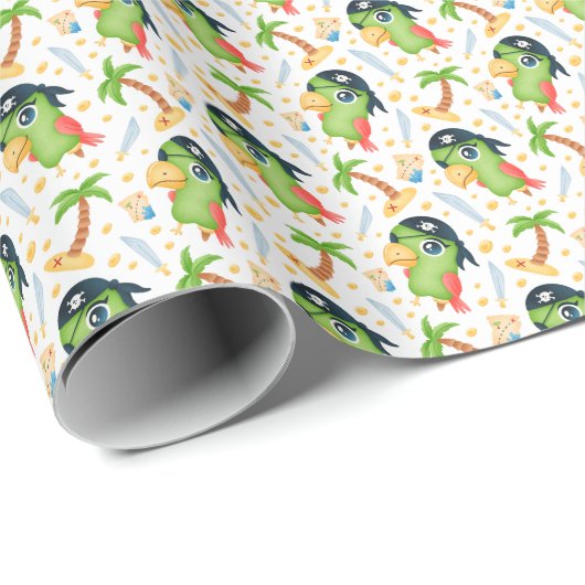 Pirate Parrots Wrapping Paper Cadeaupapier (Rol Hoek)