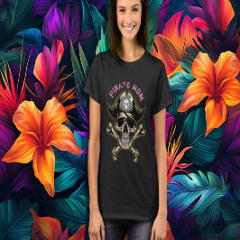 Pirate Party Adult Skull Captain Cross Botten Mam T-shirt