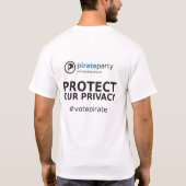 Pirate Party Australië : Wereldwijde surveillance T-shirt (Achterkant)
