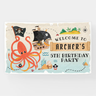 Pirate party backdrop, Kraken poster, Pirate Spandoek