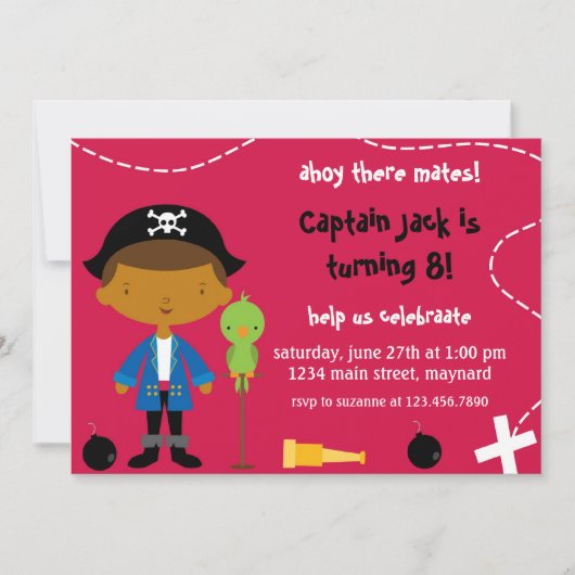 Pirate Party Birthday Invitation Kaart (Voorkant)
