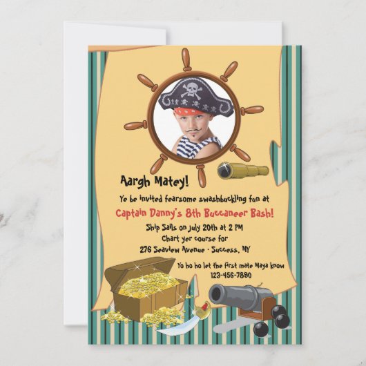 Pirate Party fotouitnodiging Kaart (Voorkant)