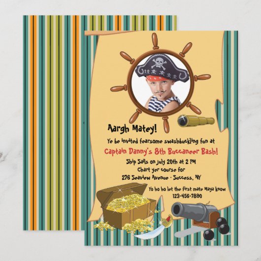 Pirate Party fotouitnodiging Kaart (Voorkant / Achterkant)