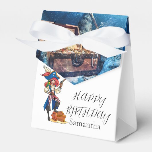 Pirate Party Girl Birthday Favor Box Bedankdoosjes (Voorkant Zijde)