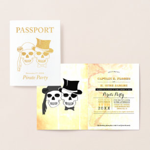 Pirate Party Gold Foil Passport Folie Kaarten