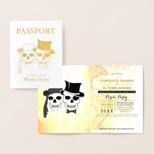 Pirate Party Gold Foil Passport Folie Kaarten (Display)