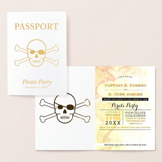 Pirate Party Gold Foil Passport Folie Kaarten (Display)