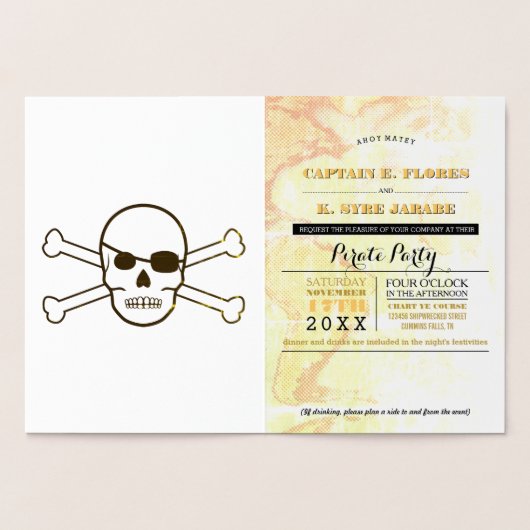 Pirate Party Gold Foil Passport Folie Kaarten (Binnen)