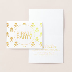 Pirate Party Gold Foil Skull Stripe Folie Kaarten