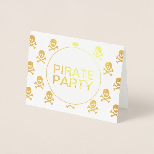 Pirate Party Gold Foil Skull Stripe Folie Kaarten (Voorkant)