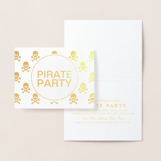 Pirate Party Gold Foil Skull Stripe Folie Kaarten (Display)