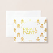 Pirate Party Gold Foil Skull Stripe Folie Kaarten (Voorkant met envelop)