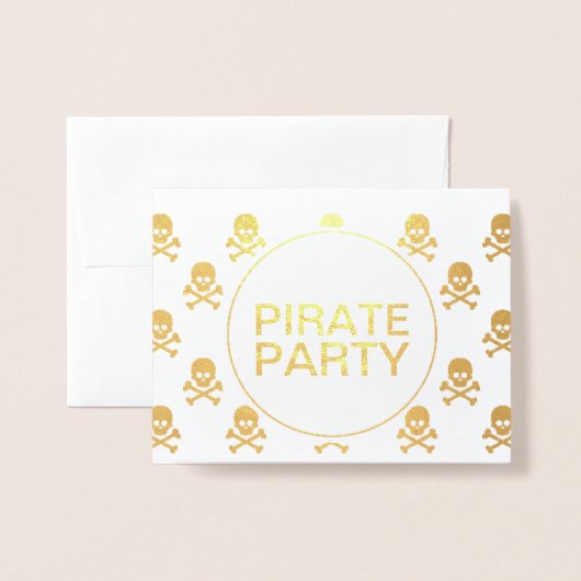 Pirate Party Gold Foil Skull Stripe Folie Kaarten (Voorkant met envelop)