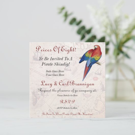 Pirate Party Invitation Kaart (Staand voorkant)