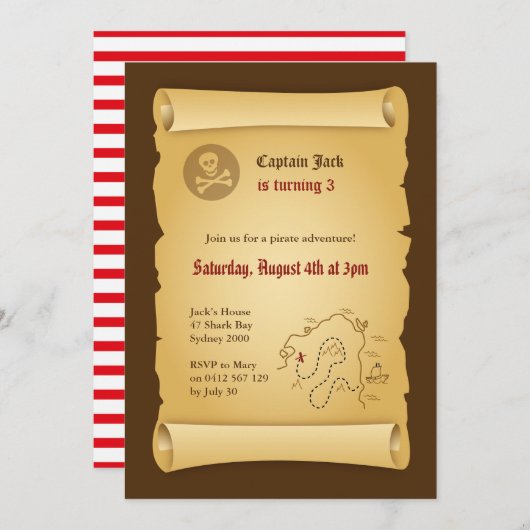 Pirate Party Invitation Kaart (Voorkant / Achterkant)