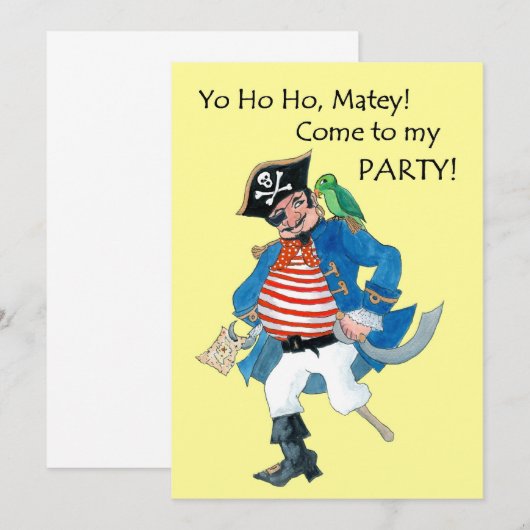 Pirate Party Invitation Kaart (Voorkant / Achterkant)
