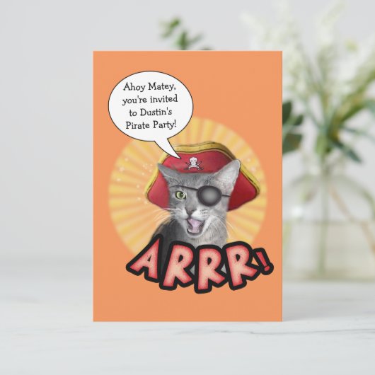 Pirate Party Invitation Kaart (Staand voorkant)
